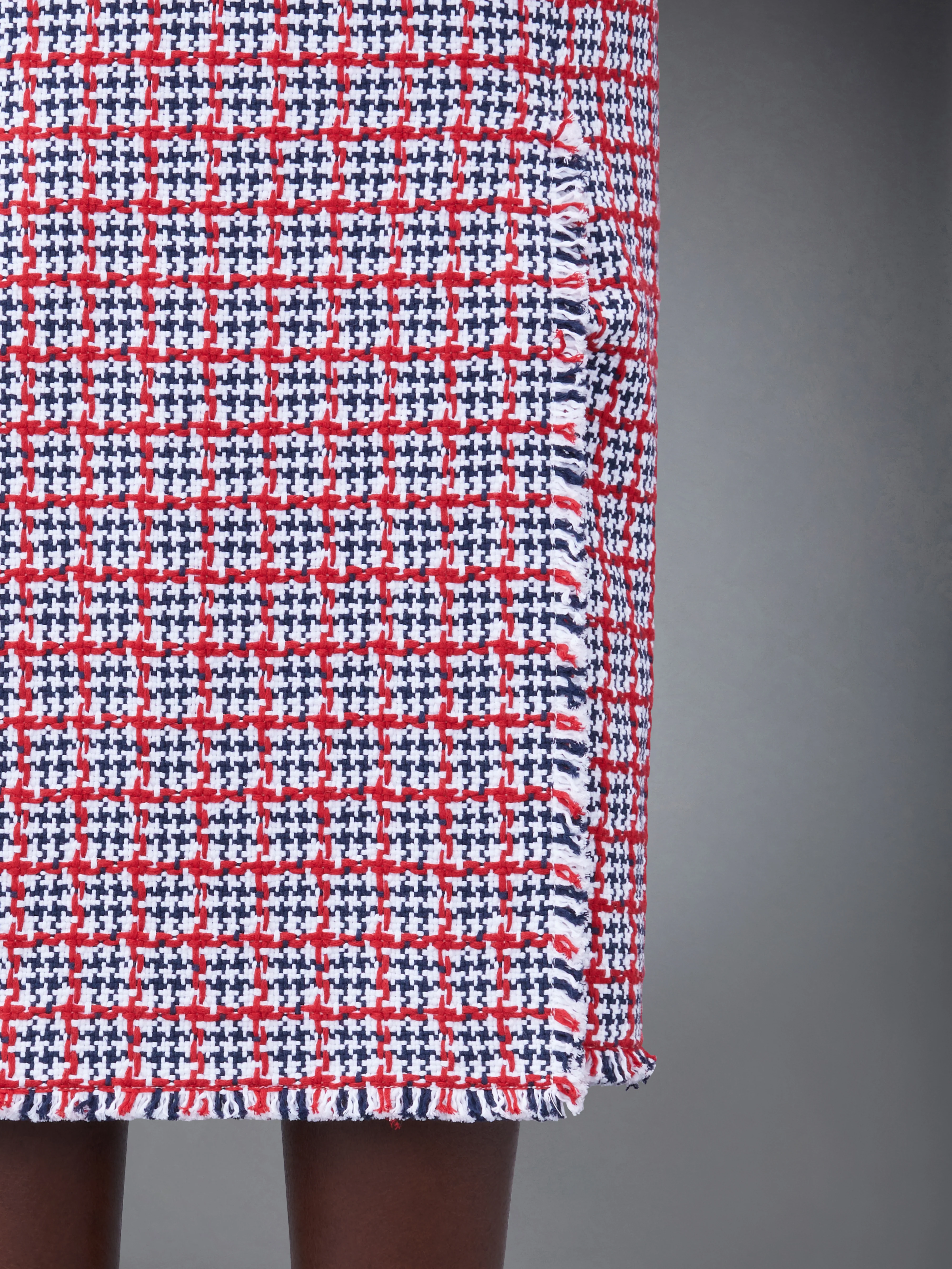 CHECK SUMMER TWEED FRAY MAXI LOW RISE PENCIL SKIRT - Image 6