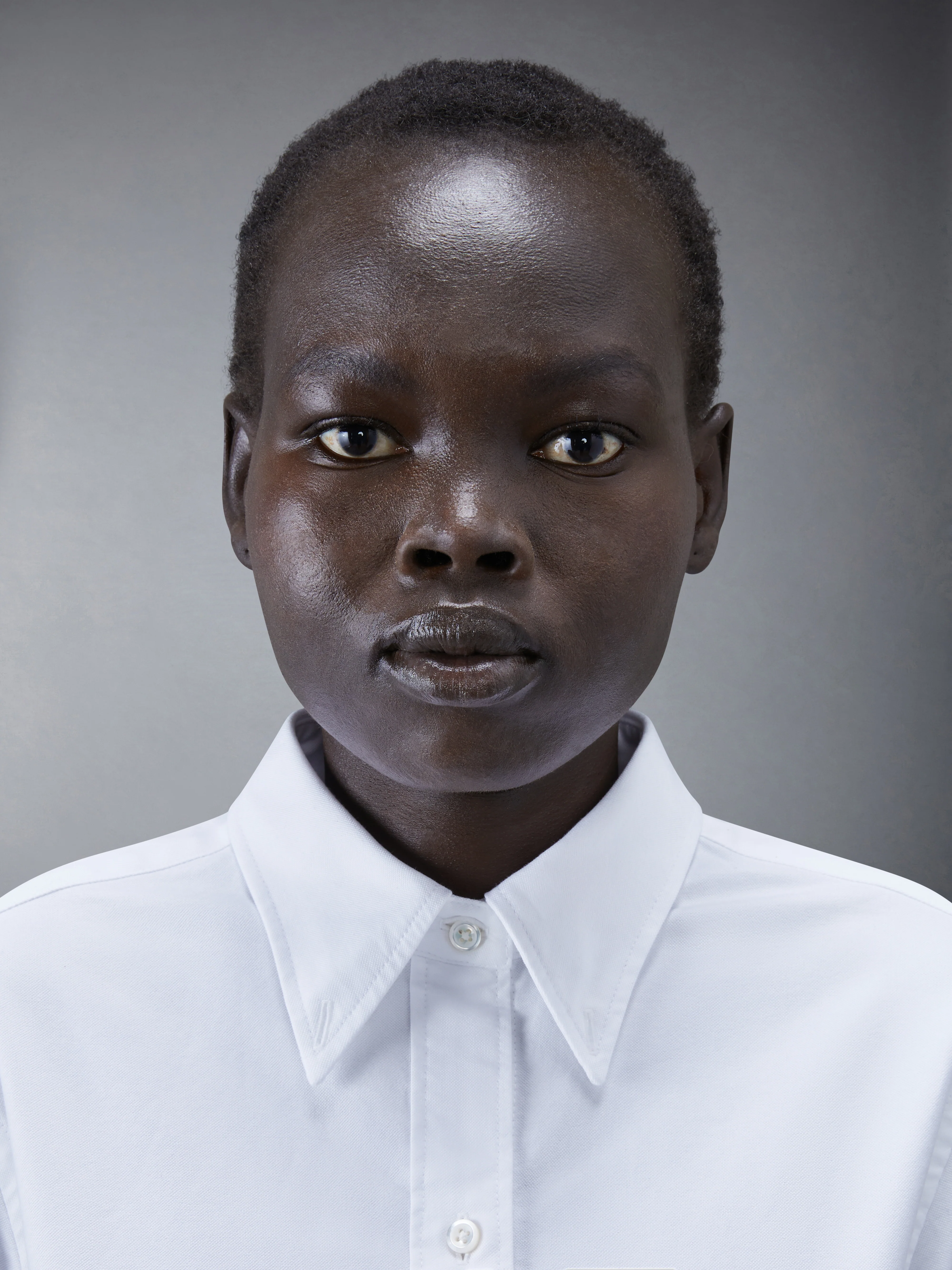 White Classic Oxford Long-sleeve Button Down Knee Length Shirtdress - Image 5